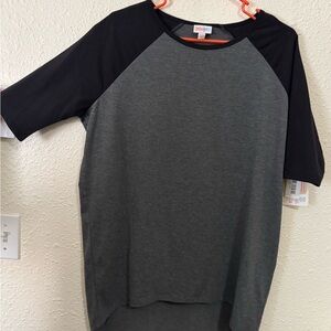 LuLaRoe Black and Gray Raglan Top